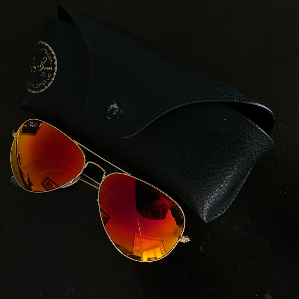 Ray ban aviators red/orange gold frame